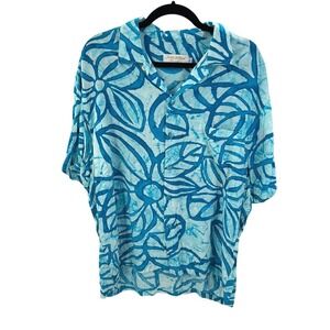 Jams World Hawaii Floral Blue Short Sleeve Casual Shirt‎ Mens Large L